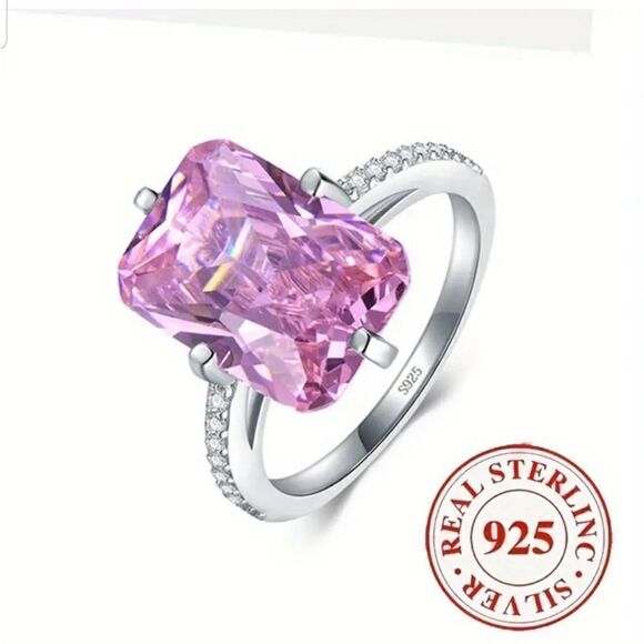 Pink zircon size 8 ring S925 - Picture 1 of 9